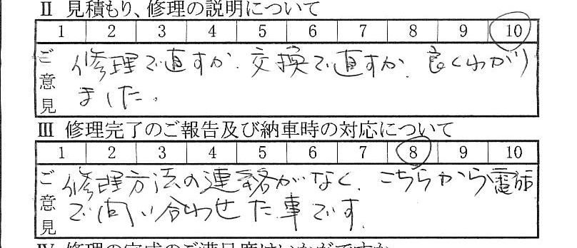 相模原で板金をしたお客様の声