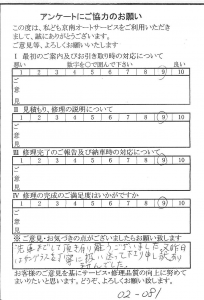 多摩で板金をしたお客様の声