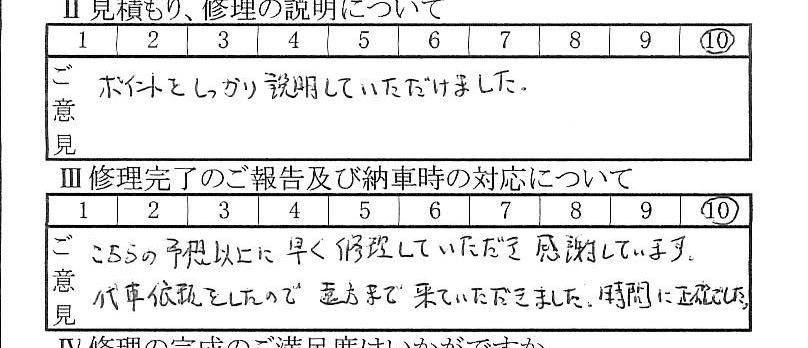 八王子で板金をしたお客様の声