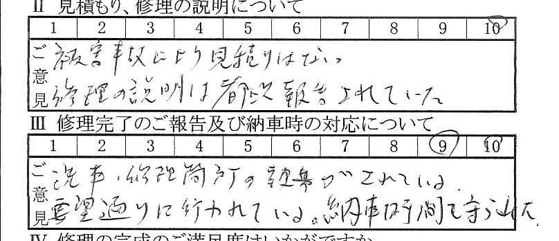 多摩で板金をしたお客様の声