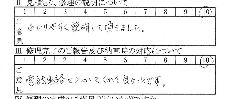 川崎で板金をしたお客様の声