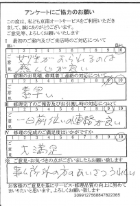 多摩で板金をしたお客様の声