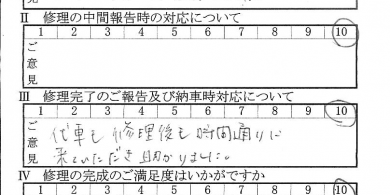 多摩で板金をしたお客様の声